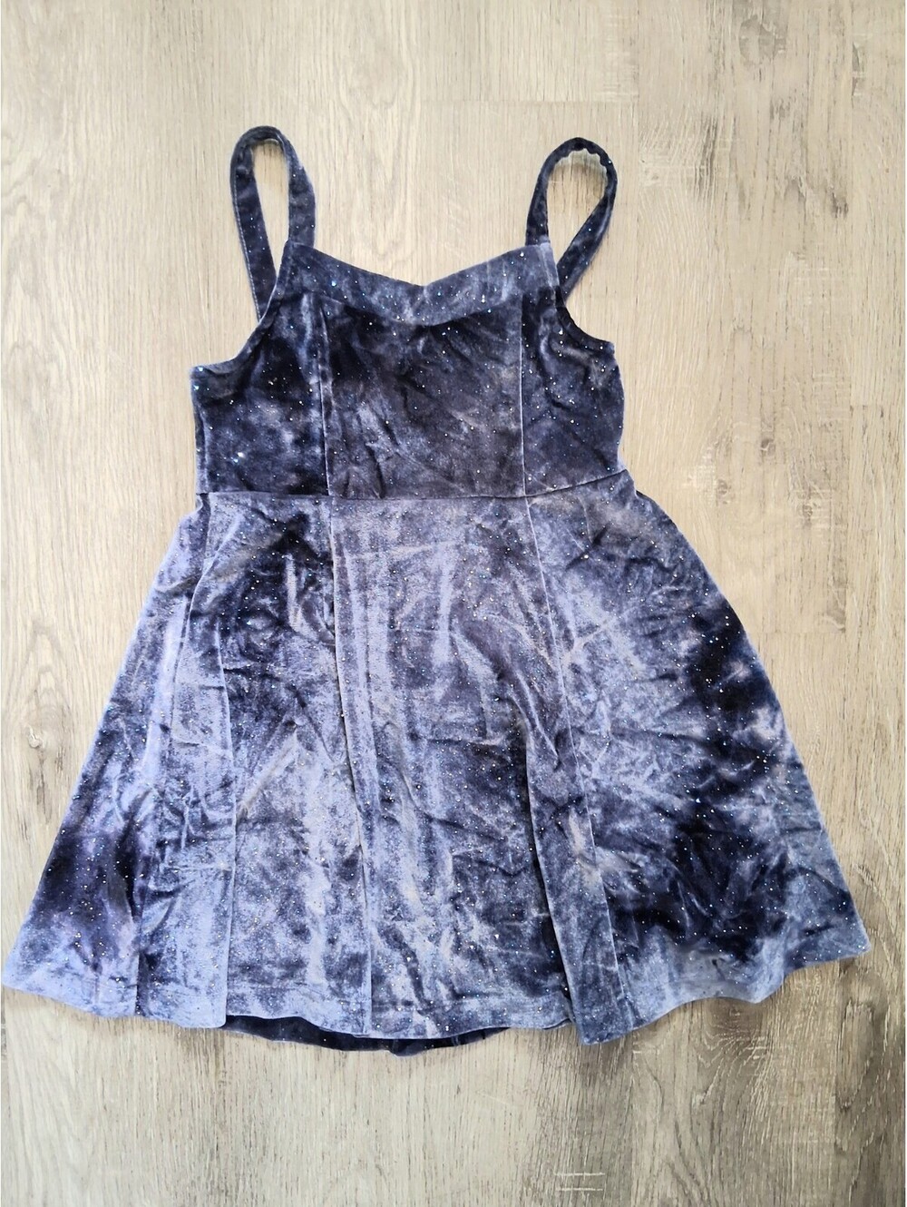 Justice Girls Small, 7/8 Sleeveless Blue Crushed Velvet Sparkle Swing Dress
